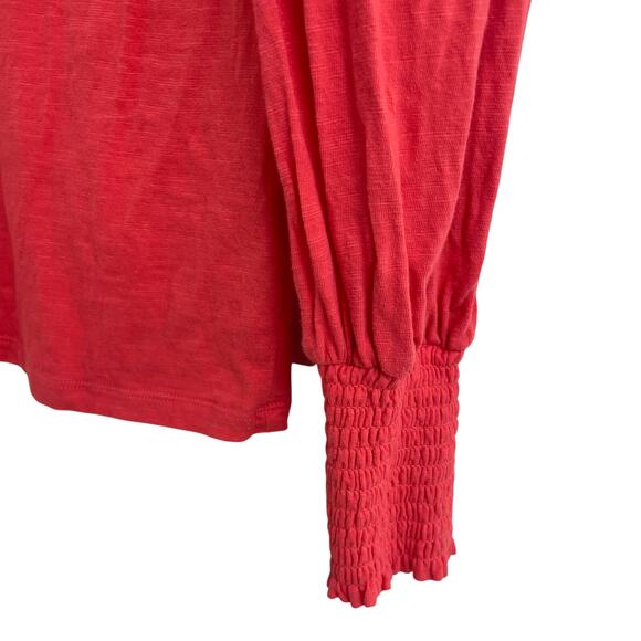 Tuckernuck Pomander Place Puff Sleeve Crewneck Tee Coral Pink Womens Small AS IS - Picture 2 of 6